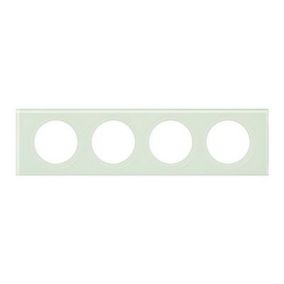 Plaque de finition 4 postes Legrand Céliane 0 693 14 coloris verre kaolin l.313 x P.8,5 x H.82 mm