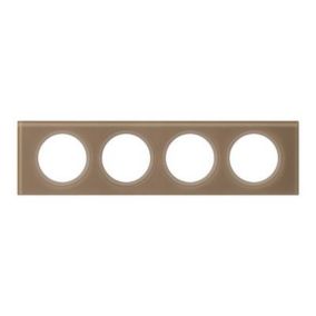 Plaque de finition 4 postes Legrand Céliane 0 694 64 coloris verre moka l.313 x P.8,5 x H.82 mm