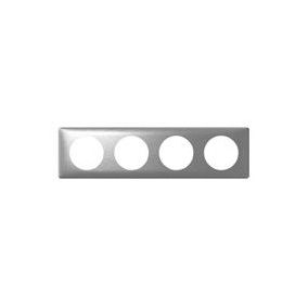 Plaque de finition 4 postes Legrand Céliane 0 988 98 coloris métal aluminium l.303 x P.8,5 x H.82 mm