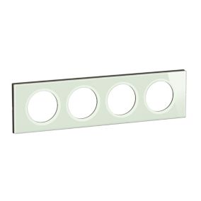 Plaque de finition 4 postes Legrand Céliane CP2004 coloris verre opale blanc l.314 x P.11 x H.84 mm