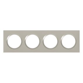 Plaque de finition 4 postes Legrand Dooxie 6 008 24 coloris plume mat avec bague plume brillante l.300 x P.10 x H.87 mm