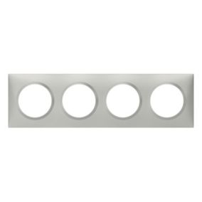 Plaque de finition 4 postes Legrand Dooxie 6 008 54 coloris aluminium mat l.300 x P.10 x H.87 mm