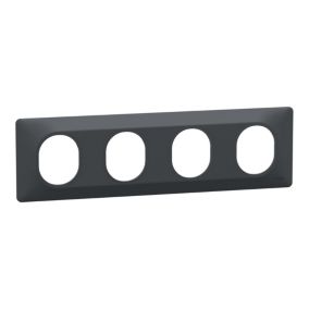 Plaque de finition 4 postes Schneider Electric Ovalis S340708 coloris anthracite l.300 x P.10 x H.87 mm