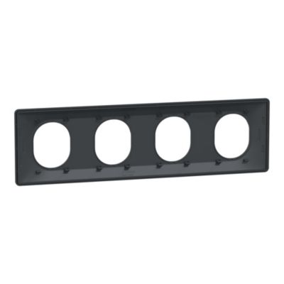 Plaque de finition 4 postes Schneider Electric Ovalis S340708 coloris anthracite l.300 x P.10 x H.87 mm