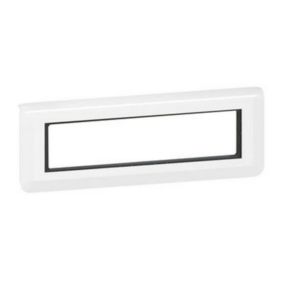Plaque de finition 8 modules Legrand Mosaïc 0 994 79 coloris blanc l.224 x P.8,5 x H.82 mm