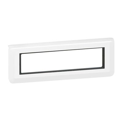 Plaque de finition 8 modules Legrand Mosaïc 0 994 79 coloris blanc l.224 x P.8,5 x H.82 mm