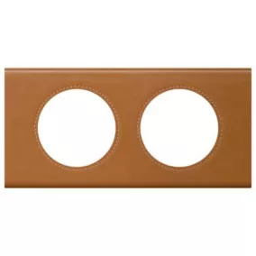 Plaque de finition double Legrand Céliane matière cuir caramel
