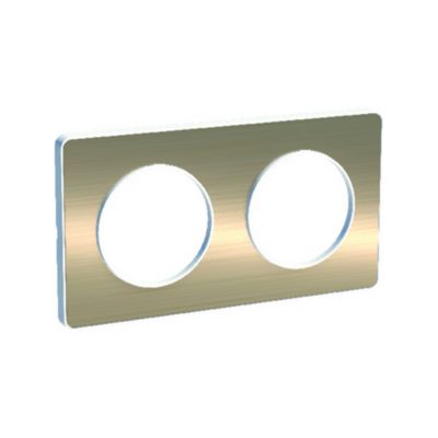 Plaque de finition double Schneider Electric Odace Touch bronze brossé liseré blanc