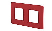 Plaque de finition double Schneider Electric Unica Déco rouge cardinal liseré blanc
