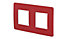 Plaque de finition double Schneider Electric Unica Déco rouge cardinal liseré blanc