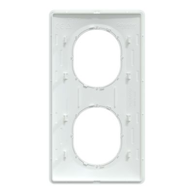 Plaque de finition double verticale Schneider Electric Ovalis blanc bague laiton