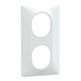 Plaque de finition double verticale Schneider Electric Ovalis blanc