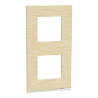 Plaque de finition double verticale Schneider Electric Unica Pure bois nordique liseré blanc