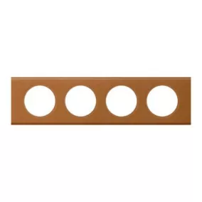 Plaque de finition quadruple Legrand Céliane matière cuir caramel