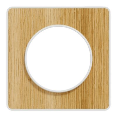 Plaque de finition simple Schneider Electric Odace Touch bois naturel liseré blanc