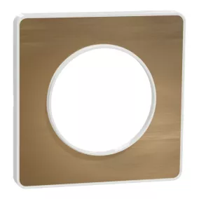 Plaque de finition simple Schneider Electric Odace Touch bronze brossé liseré blanc