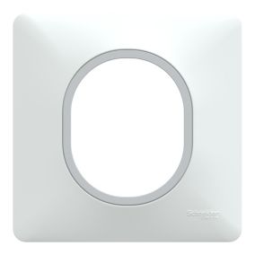 Plaque de finition simple Schneider Electric Ovalis blanc bague argent chromé