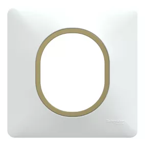 Plaque de finition simple Schneider Electric Ovalis blanc bague laiton