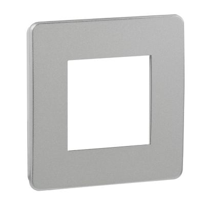 Plaque de finition simple Schneider Electric Unica Déco aluminium blanc