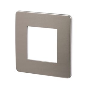 Plaque de finition simple Schneider Electric Unica Déco bronze brossé liseré blanc