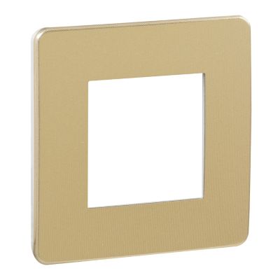 Plaque de finition simple Schneider Electric Unica Déco cuivre liseré blanc