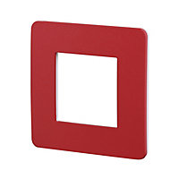 Plaque de finition simple Schneider Electric Unica Déco rouge cardinal liseré blanc