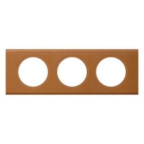 Plaque de finition triple Legrand Céliane matière cuir caramel