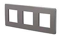 Plaque de finition triple Schneider Electric Unica Déco aluminium liseré noir