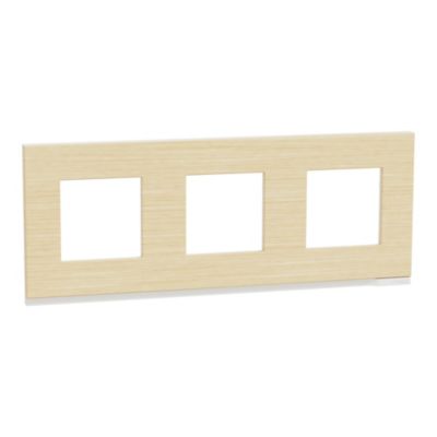 Plaque de finition triple Schneider Electric Unica Pure bois nordique liseré blanc