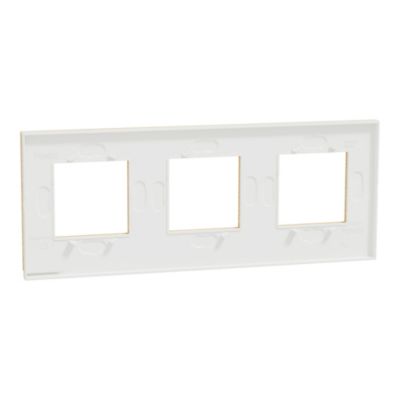 Plaque de finition triple Schneider Electric Unica Pure bois nordique liseré blanc