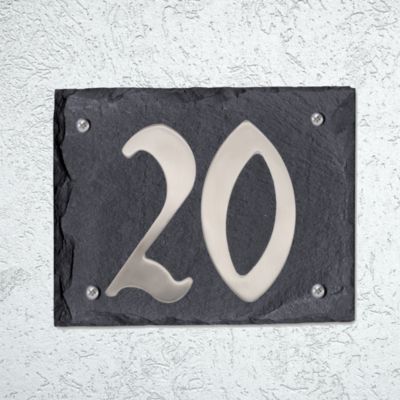 Plaque de numéro de rue, en schiste, noir, L.15 x l.18,5 cm, Chapuis CIXA11