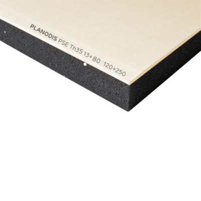 Plaque de plâtre Standard BA13 + panneau isolant PSE graphité 13+80 120 x 250 cm