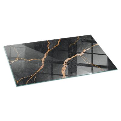 Plaque de protection verre trempé cheminée Tulup 140x70 cm Marbre élégant avec des veines 1 pc