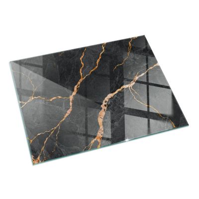 Plaque de protection verre trempé cheminée Tulup 60x40 cm Marbre élégant avec des veines 1 pc