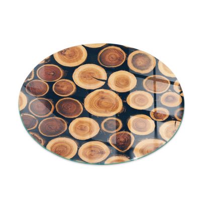 Plaque de protection verre trempé cheminée Tulup fi50 cm Une boîte avec du bois coupé 1 pc