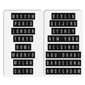 Plaque de protection verre trempé Airport décor "noms des villes", 2 pièces
