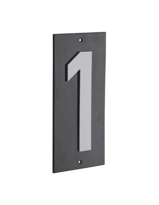 Plaque de signalisation 1, marquage blanc sur fond noir, panneau ABS à visser, 56x120mm - THIRARD