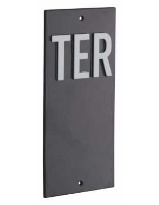 Plaque de signalisation TER, marquage blanc sur fond noir, panneau ABS à visser, 56x120mm - THIRARD
