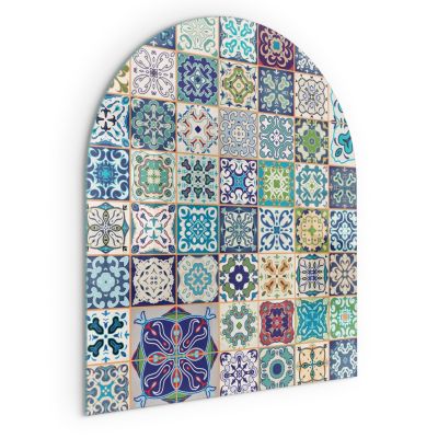 Plaque de Sol décorative Cheminée Wallfluent 80x70 cm Motifs de mosaïque sur carreaux Verre Trempé Imprimé