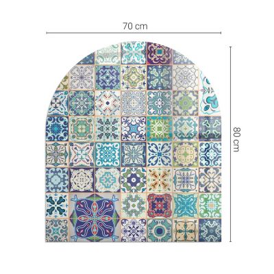 Plaque de Sol décorative Cheminée Wallfluent 80x70 cm Motifs de mosaïque sur carreaux Verre Trempé Imprimé
