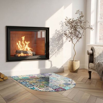 Plaque de Sol décorative Cheminée Wallfluent 80x70 cm Motifs de mosaïque sur carreaux Verre Trempé Imprimé