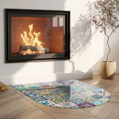 Plaque de Sol décorative Cheminée Wallfluent 80x70 cm Motifs de mosaïque sur carreaux Verre Trempé Imprimé