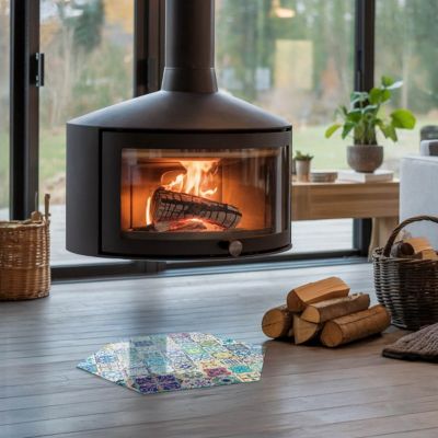Plaque de Sol décorative Cheminée Wallfluent h40 cm Motifs de mosaïque sur carreaux Verre Trempé Imprimé