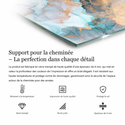Plaque de Sol décorative Cheminée Wallfluent h40 cm Motifs de mosaïque sur carreaux Verre Trempé Imprimé