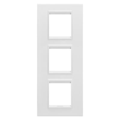 Plaque LUX 6 modules verticale en métal blanc satiné compatible ...