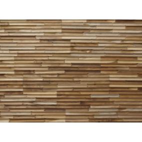 Plaquette de parement intérieur concave en teck, effet bois brut L.55 x l.20,5 cm x Ép.20 mm Wall!Supply