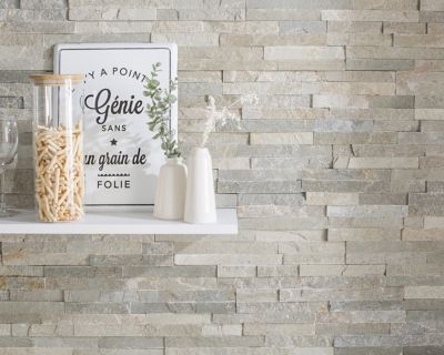 Plaquette de parement Slim 2 pierre naturelle gris clair (vendue au carton)