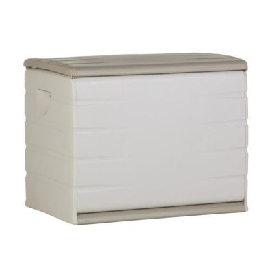PLASTIKEN Coffre 260L Interieur/Exterieur Fonctionnel et Esthetique Cadenassable avec Roulettes Beige