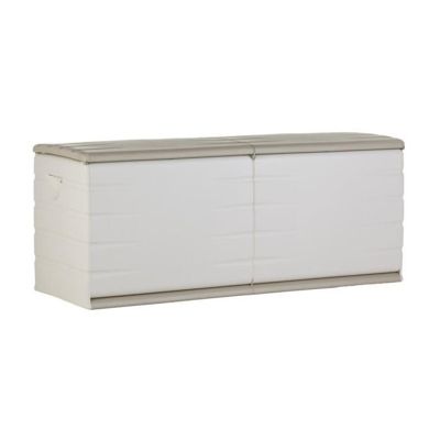 PLASTIKEN Coffre 450L Interieur/Exterieur Fonctionnel et Esthetique Cadenassable avec Roulettes Beige