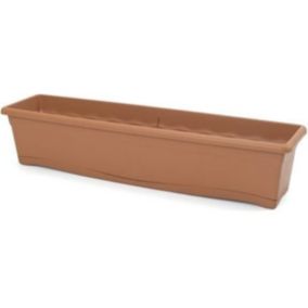 PLASTIKEN Jardinière rectangulaire 80 X 20 cm avec plateau - Terracotta